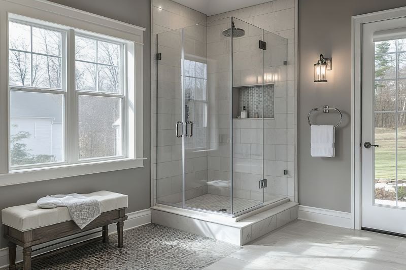 Glass Shower with Corner Bench